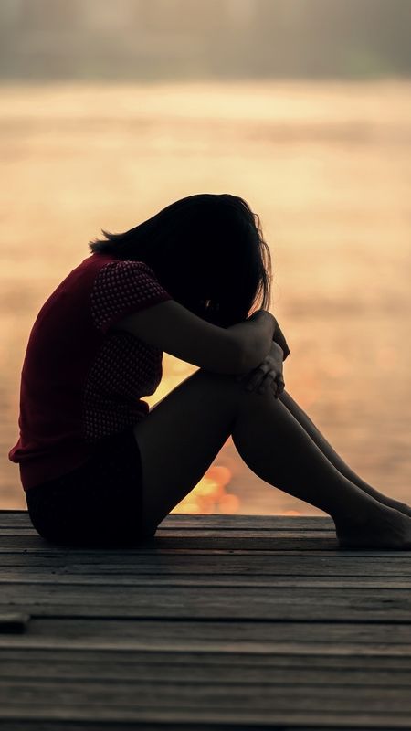 Sad Alone - Girl Weeping Near River Wallpaper Download | MobCup