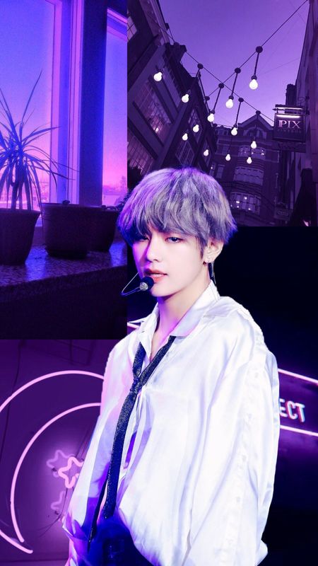 Bts Purple Aesthetic Taehyung Hairstyle Wallpaper Download | MobCup