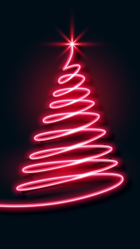 Christmas Tree - Red Neon Light Wallpaper Download | MobCup