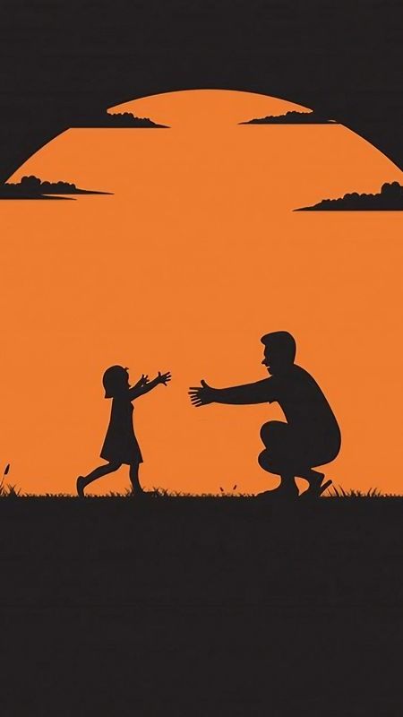 Father And Daughter - Silhouette Wallpaper Download | MobCup