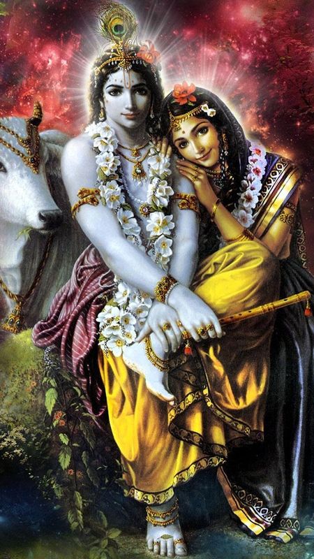 Radhe Krishna With Nandi Wallpaper Download | MobCup