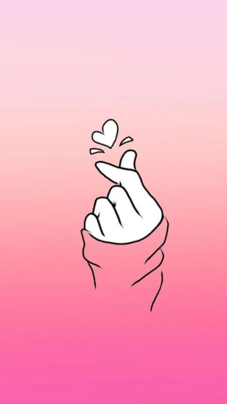 Finger Heart - Pink Background Wallpaper Download | MobCup