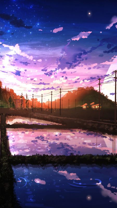 Anime Scenery Purple Sky Wallpaper Download | MobCup
