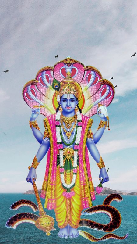 Lord Vishnu - Sky And Water Background Wallpaper Download | MobCup