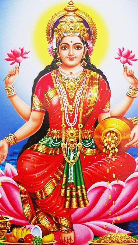 God Lakshmi Images Full Hd - Sitting On Lotus Wallpaper Download | MobCup