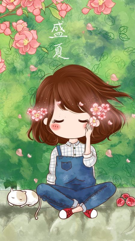 Cute Cartoon Girl - Close Eyes Wallpaper Download | MobCup