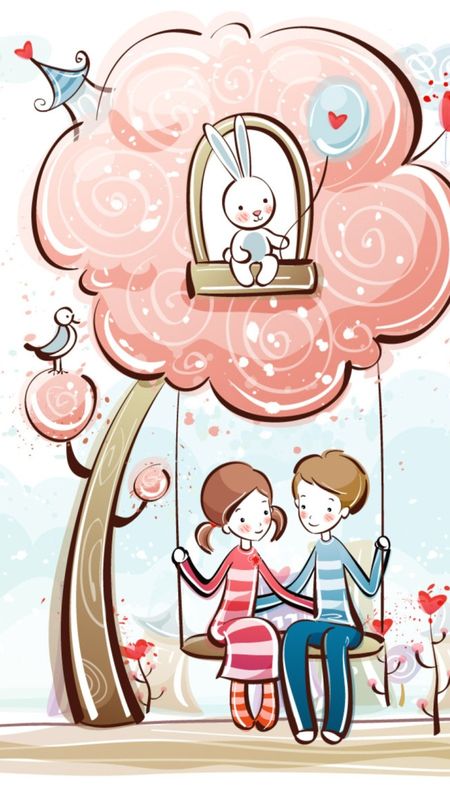 Couple Cartoon - Love Illustration Wallpaper Download | MobCup