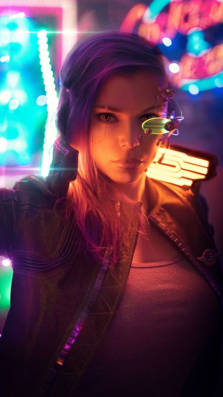 Wallpaper girl, art, beautiful, cyberpunk girl for mobile and