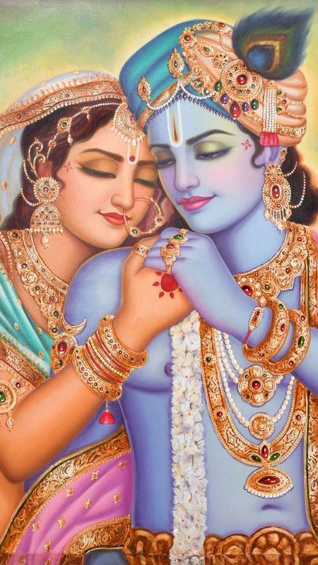 Radhe Krishna Sleep on Shouldier Each Other Wallpaper Download | MobCup