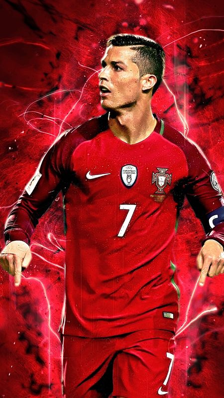 Cr7 With Red Edited Background Wallpaper Download