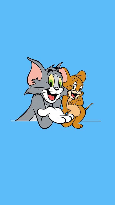 Tom And Jerry Photo Wallpaper With Blue Background Wallpaper Download ...