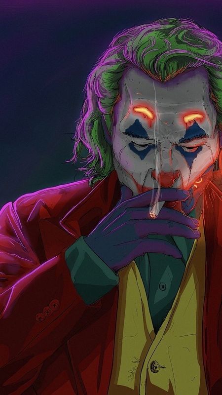 Joker Smoking - Neon - Theme Wallpaper Download | MobCup