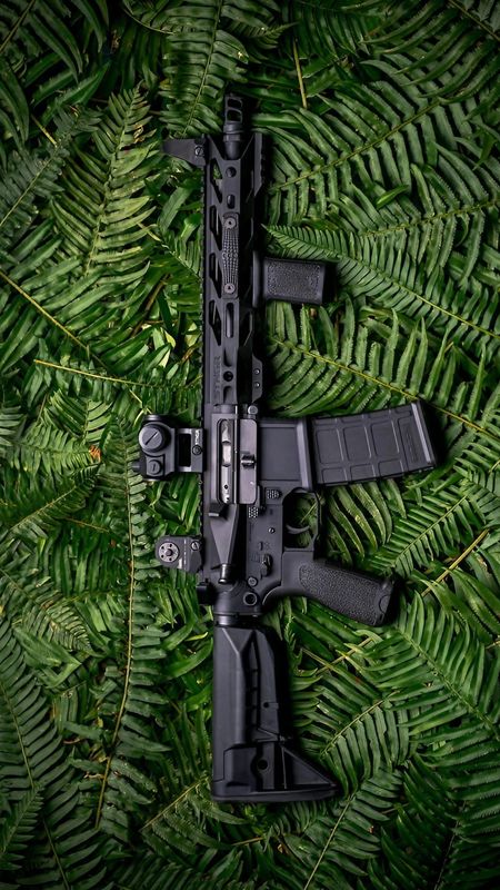 Machine Gun - Leaves Background Wallpaper Download | MobCup