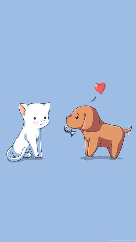 Cute Dog And Cat - Cartoon Wallpaper Download | MobCup