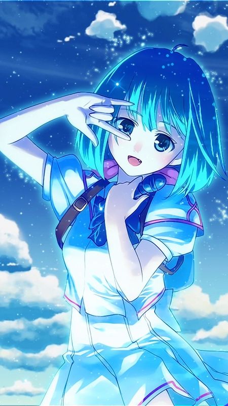 Cute  Anime Girl  Blue Theme Wallpaper Download  MobCup