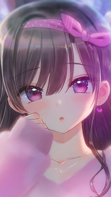 Sana: the lovesick girl by Kawacy, adorable anime, pink curly hair, chibi  kawaii, wear meido dress embracing a purple bunny