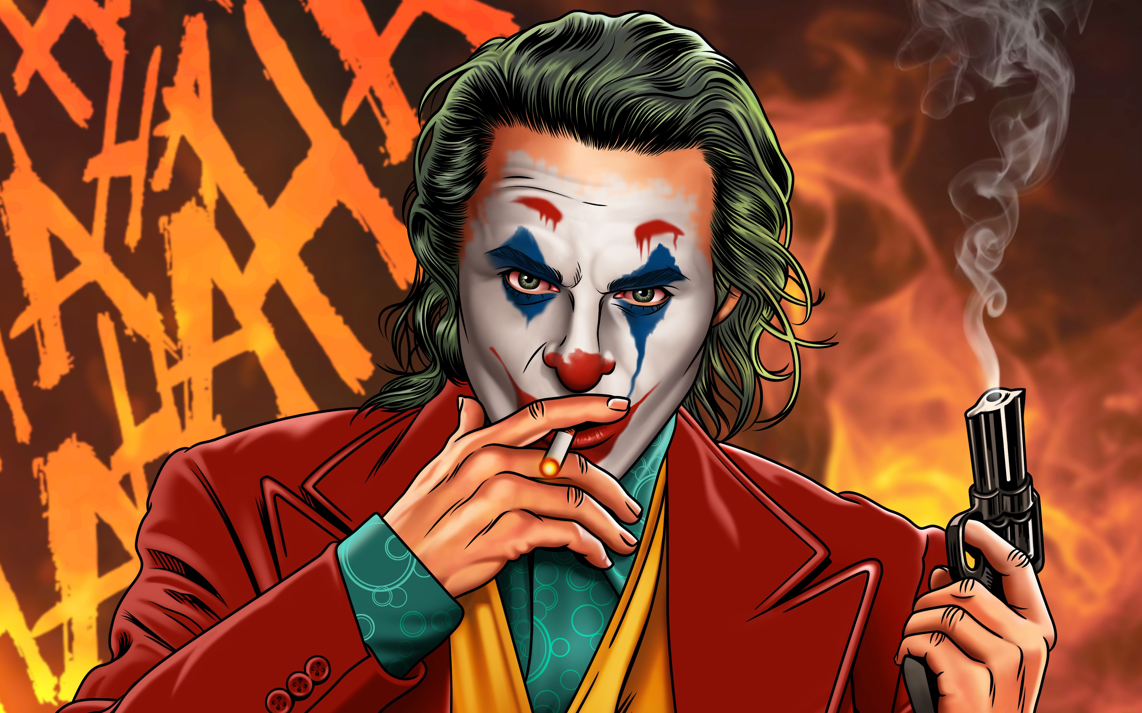 Joker Smoking - Colorful - Painting