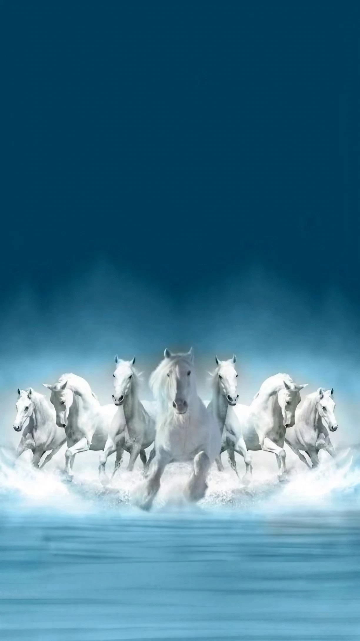 Seven Horse - White Horses Painting Art