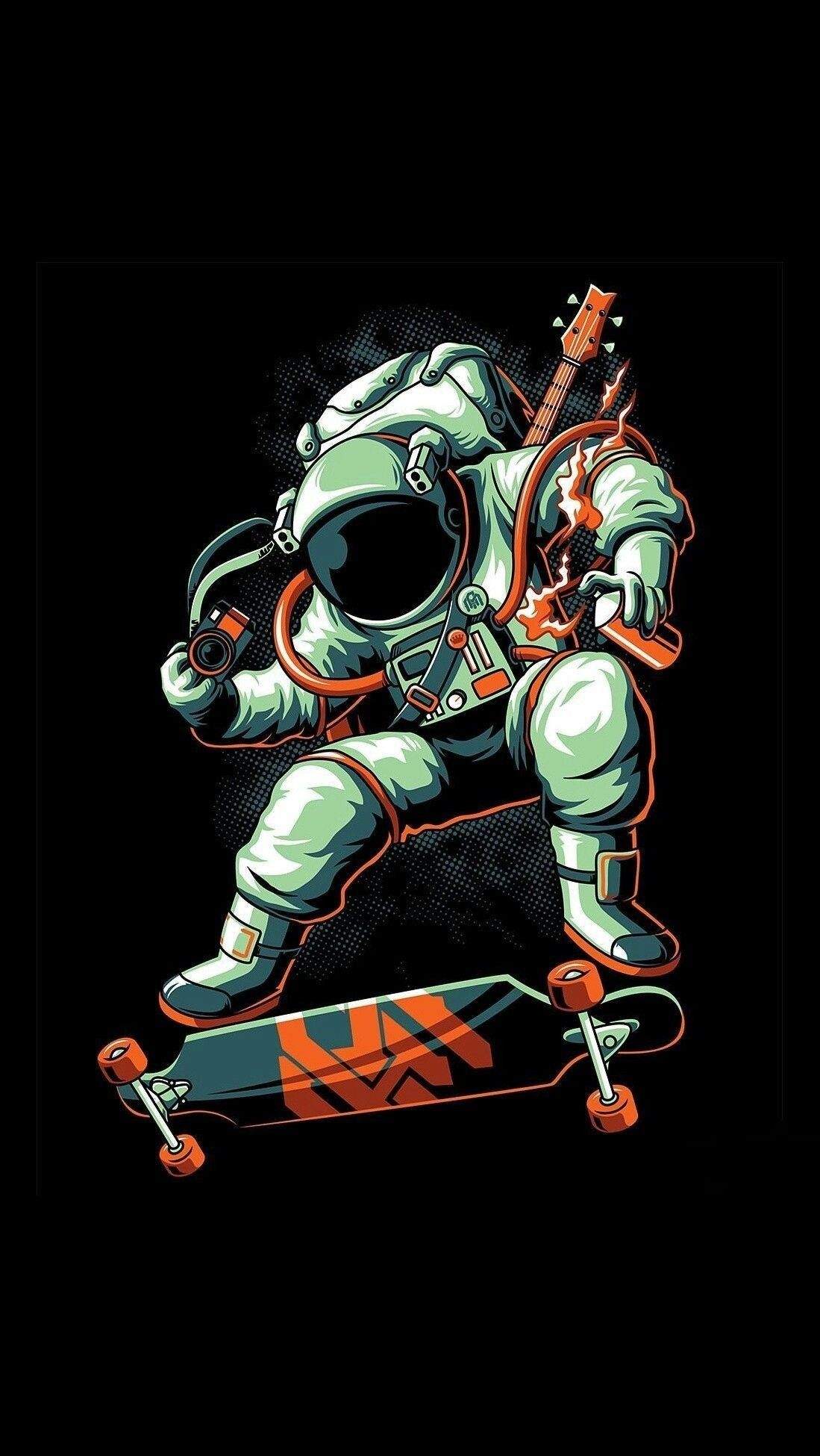 Iphone Animated - Astronaut With Skateboard