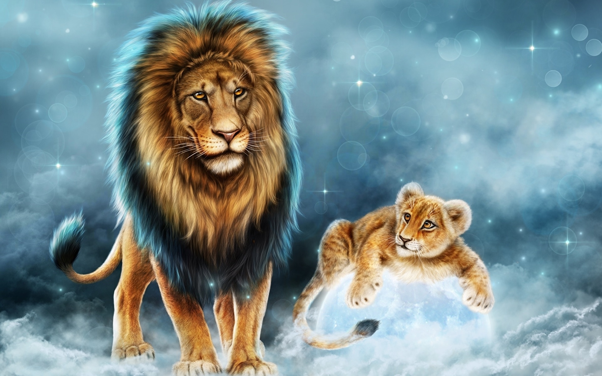 Blue Lion - Beautiful - Painting