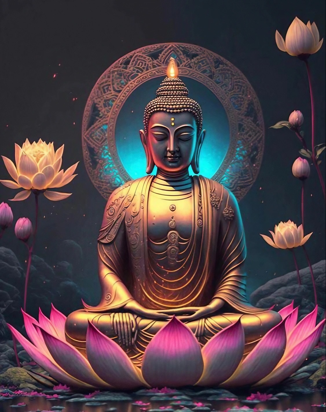 Gautam Buddha Photo - Sitting On Lotus