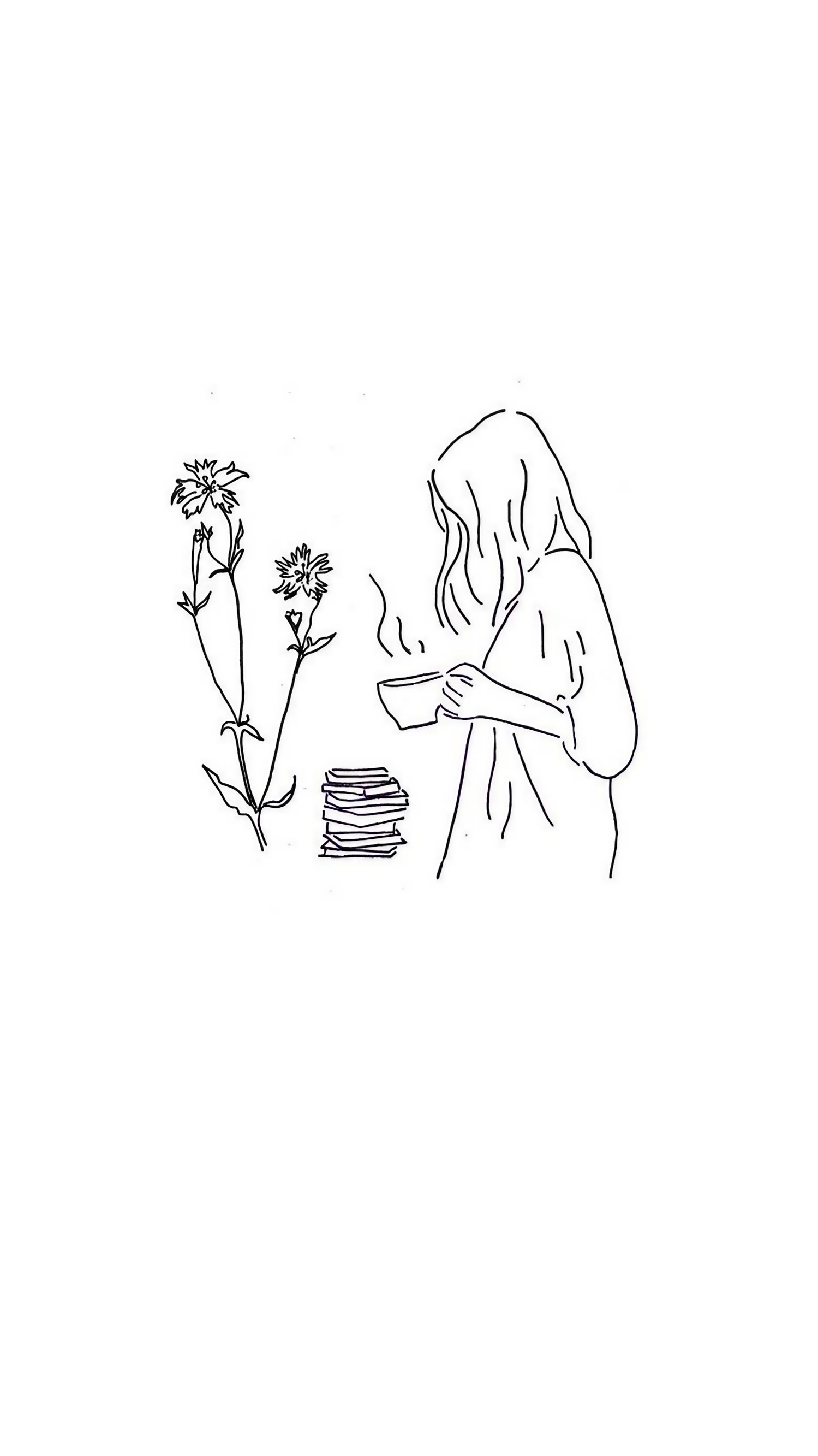 line art - Coffee And Flowers