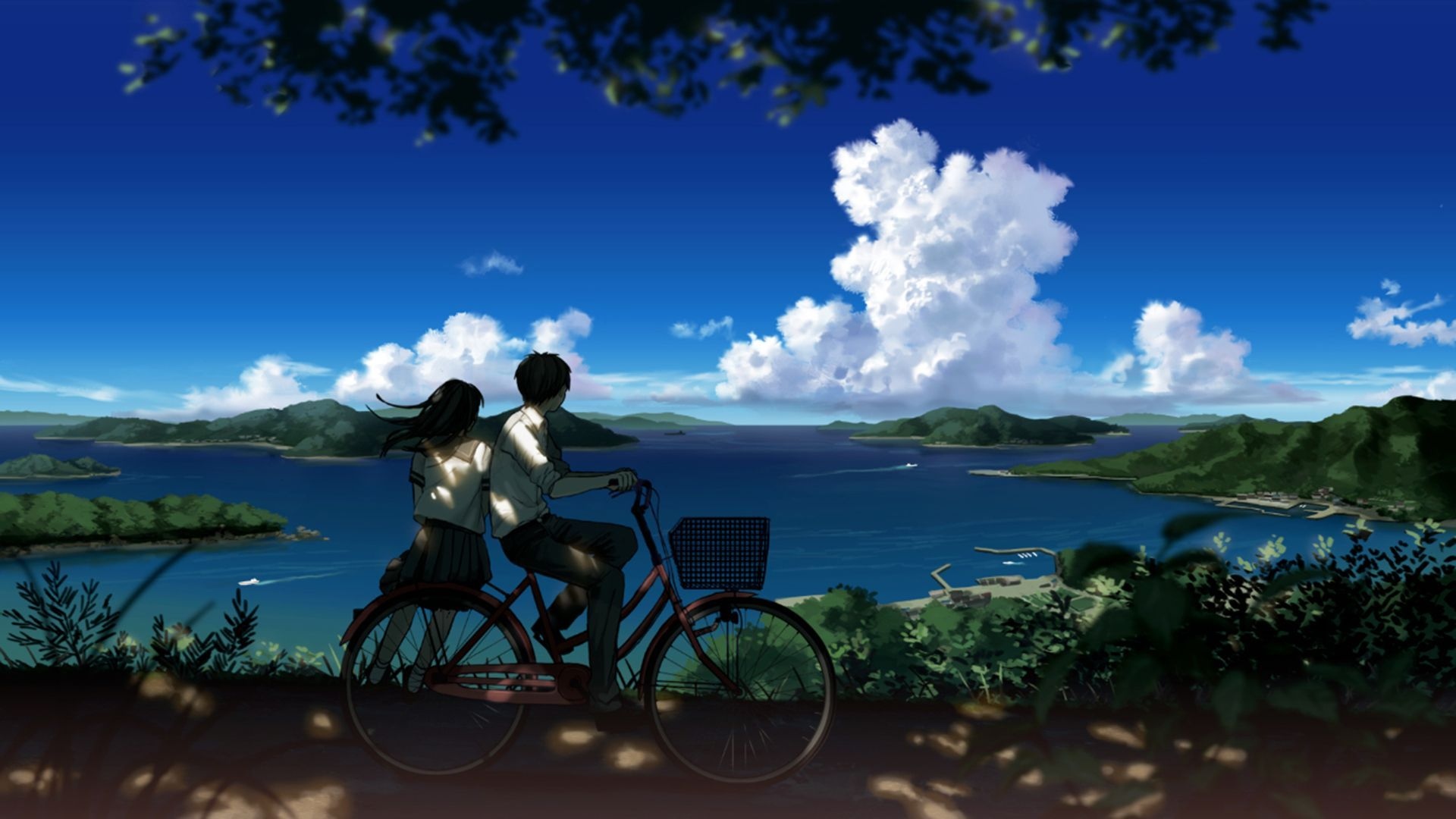 Anime Couple - Bicycling - Couple - Love