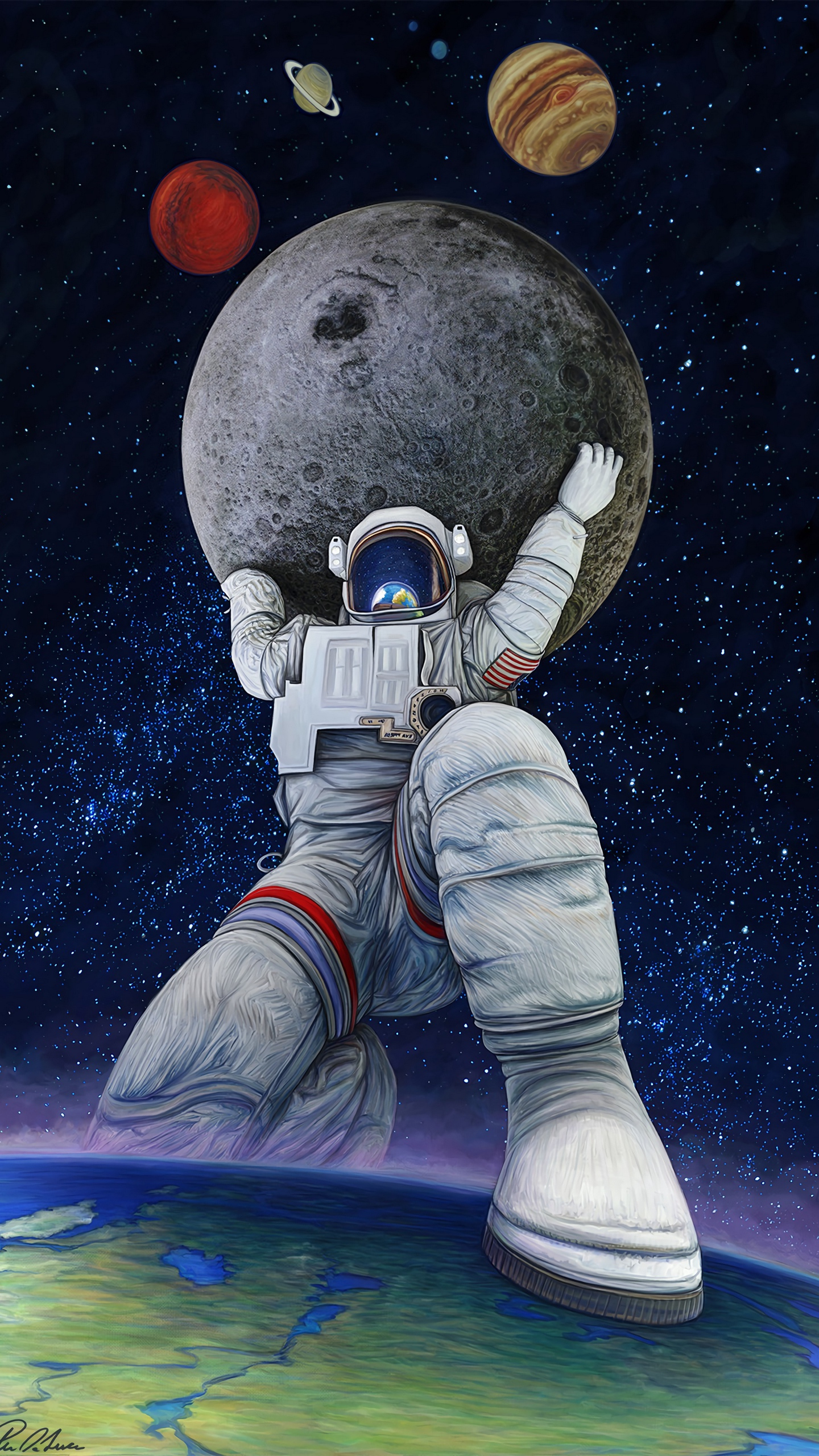 Astronaut Holding The Moon Art