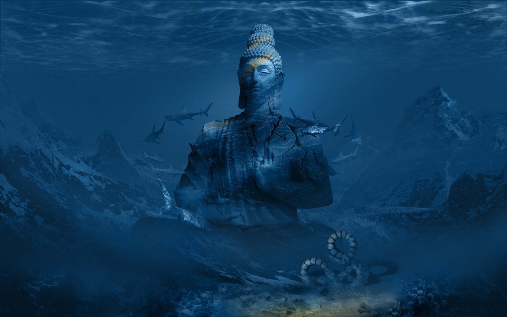 Gautam Buddha Ka - Lord Buddha Under The Water