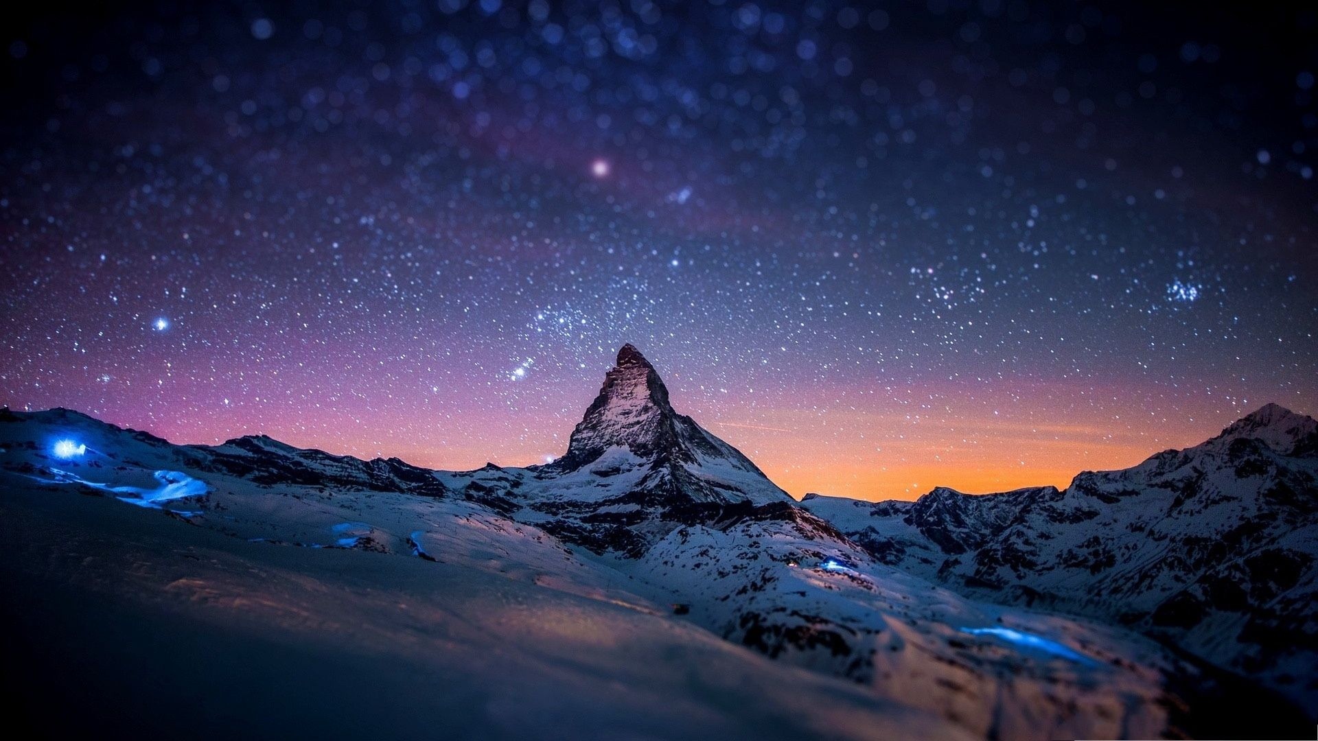 Beautiful Images For - Snow Mountain With Stars