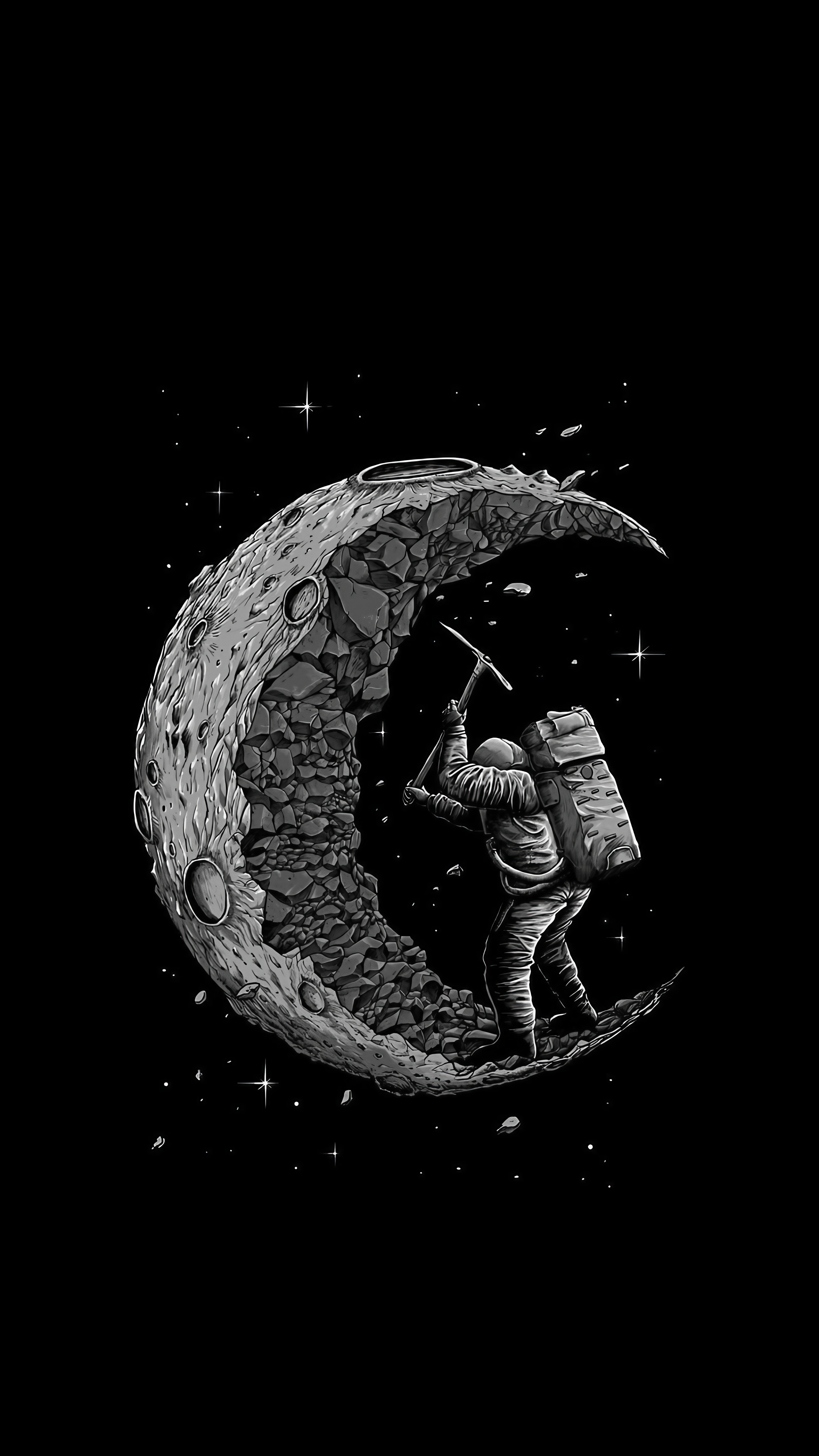 Set As Lock Screen - Astronaut Digging The Moon