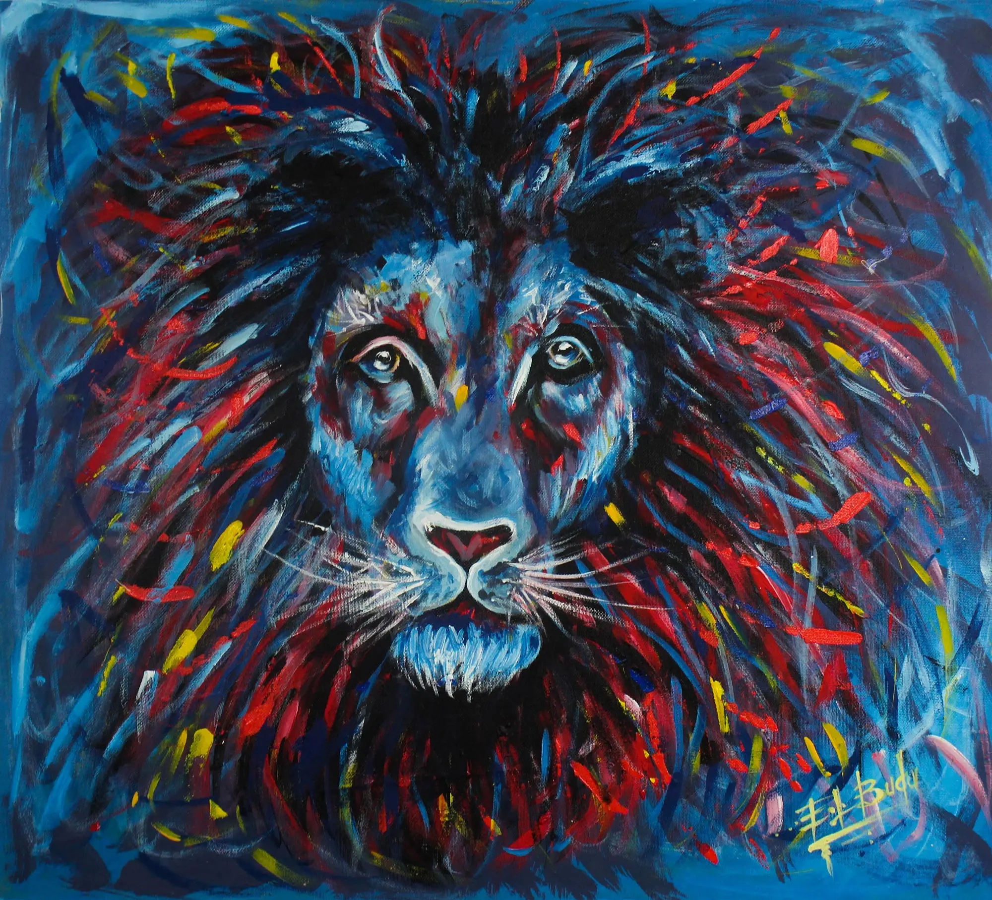 Blue Lion - Creative Painting