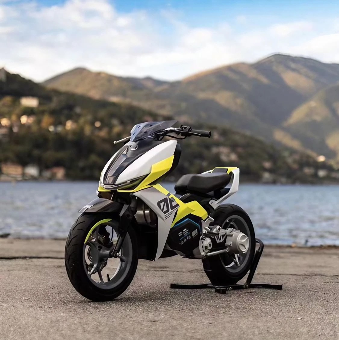 Electric Bike - Grey Bike With Mountain Background