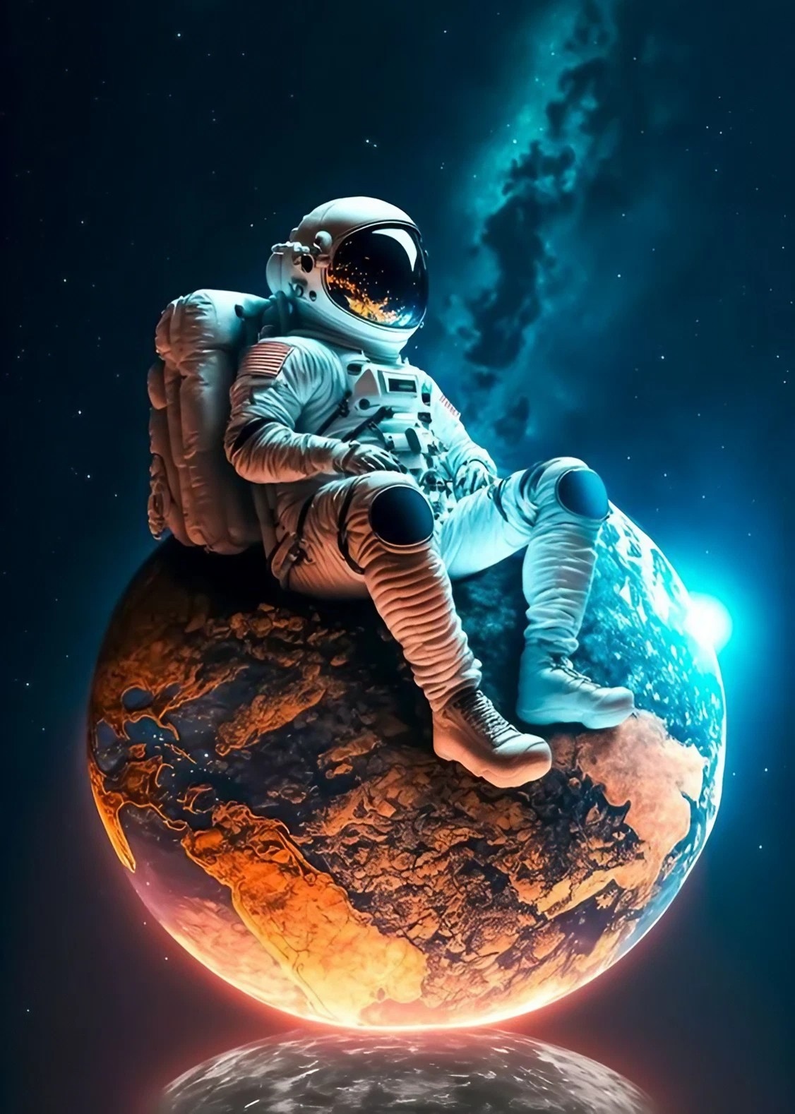 Astronaut Sitting On Earth